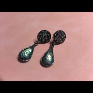 VTG .925 Silver and Shell Teardrop Earrings